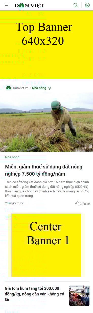 demo quảng cáo trang chủ - Dân Việt